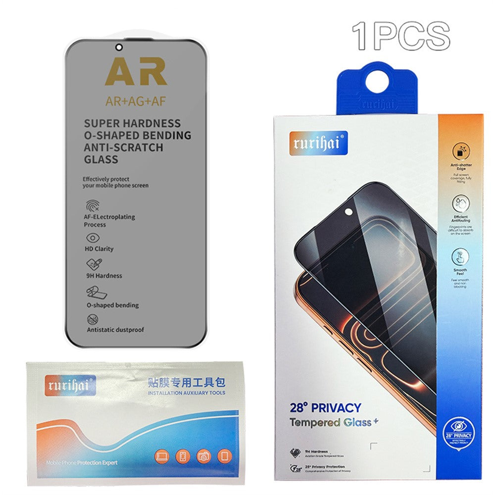 RURIHAI For iPhone 14 Plus  /  13 Pro Max Privacy Screen Protector AR Anti-Reflective High Aluminium-Silicon Glass Film