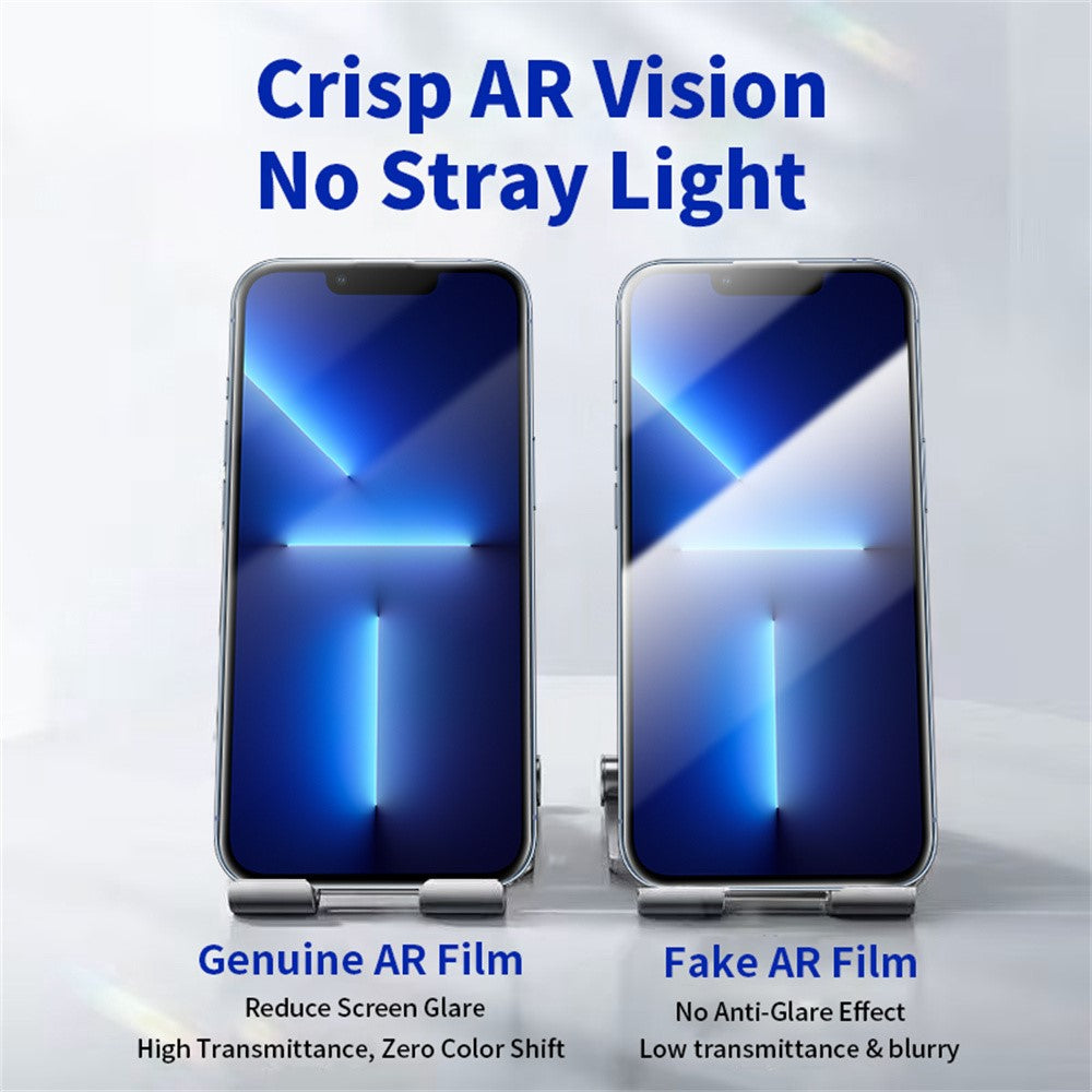 RURIHAI For iPhone 13 Pro Max  /  14 Plus Full Screen Protector AR Anti-Reflective HD Clear Tempered Glass Flim