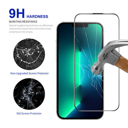 RURIHAI For iPhone 13  /  13 Pro  /  14  /  16e  /  17e Full Screen Protector AR Anti-Reflective HD Clear Tempered Glass Flim