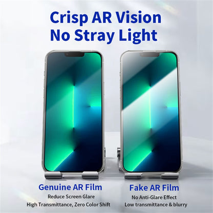 RURIHAI For iPhone 13  /  13 Pro  /  14  /  16e  /  17e Full Screen Protector AR Anti-Reflective HD Clear Tempered Glass Flim