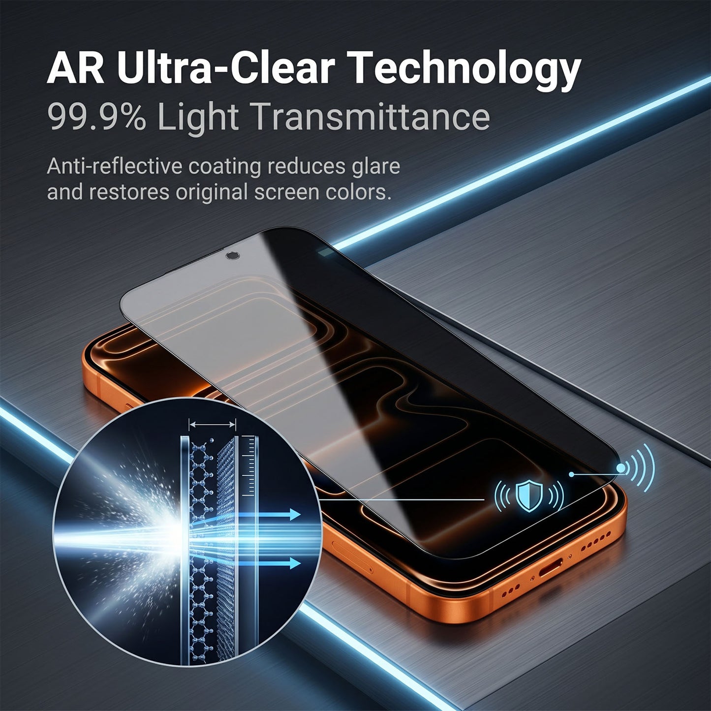 For iPhone 14 Privacy Screen Protector AR Anti-Reflective High Aluminium-silicon Glass Anti-Spy Film