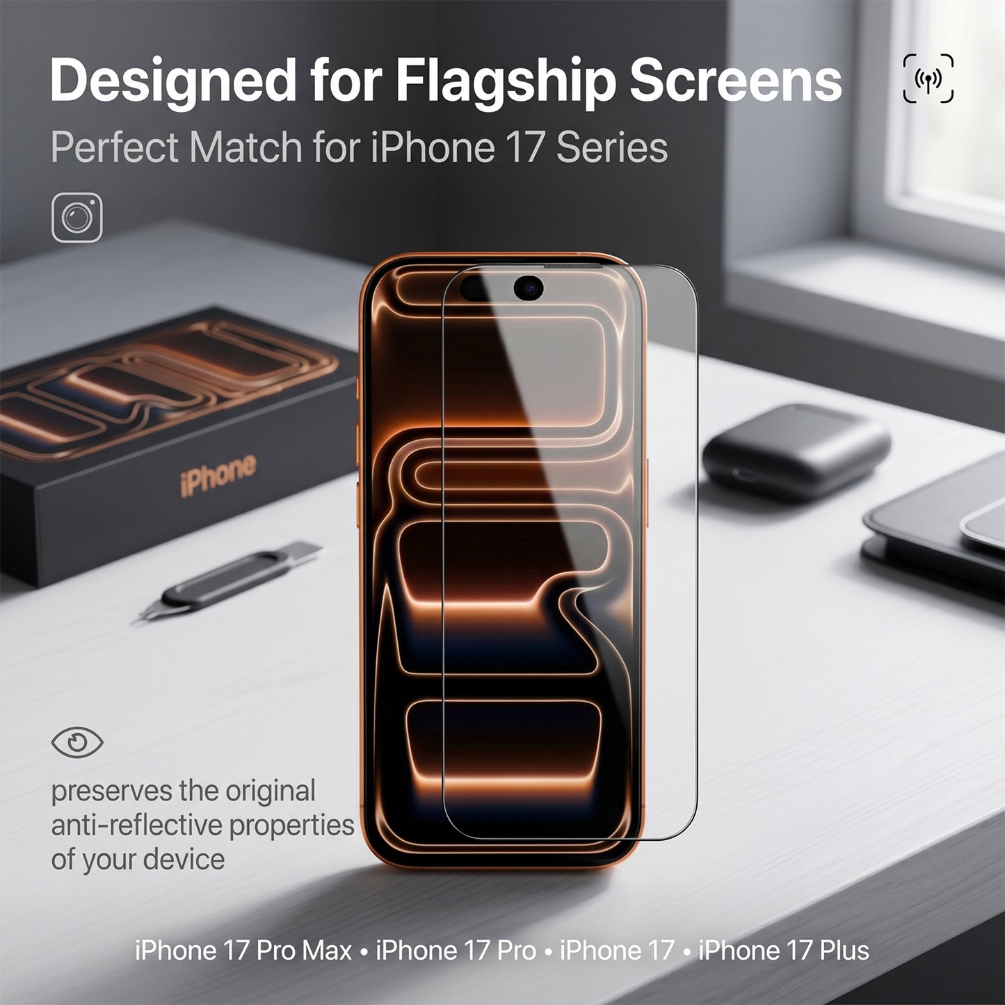 For iPhone 14 Screen Protector AR Anti-Reflective Silk Printing Clear High Aluminium-silicon Glass Film