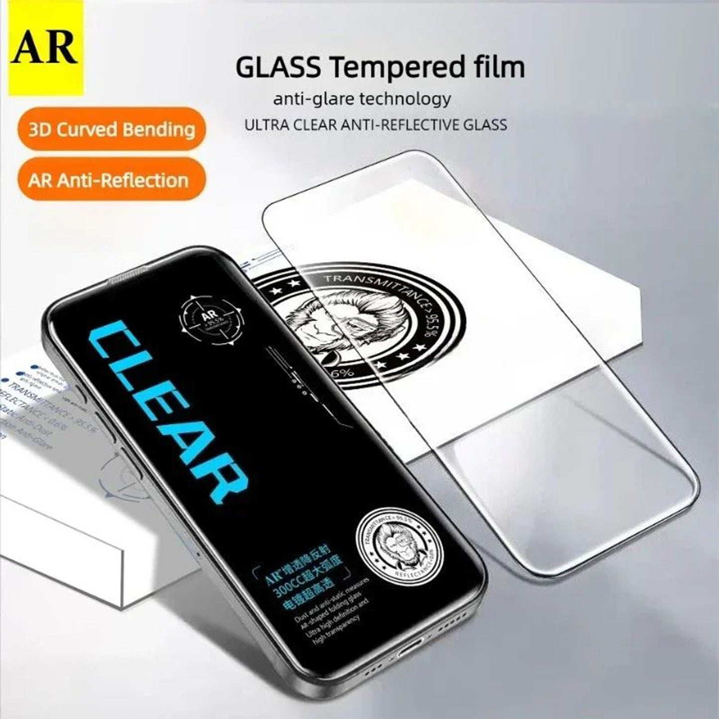 For iPhone 14 10Pcs Screen Protector AR Anti-Reflection High Aluminium-silicon Glass Silk Printing Clear Film