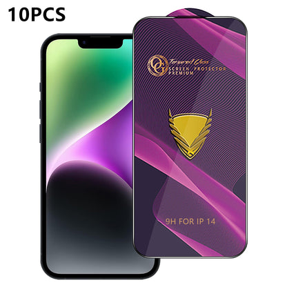 For iPhone 14 10Pcs Screen Protector Full Cover Anti-Static Clear High Aluminium-silicon Glass Film
