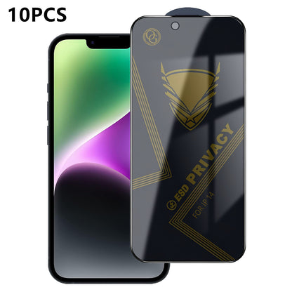 For iPhone 14 10Pcs Privacy Screen Protector 28° Anti-Spy Anti-Static High Aluminium-silicon Glass Film