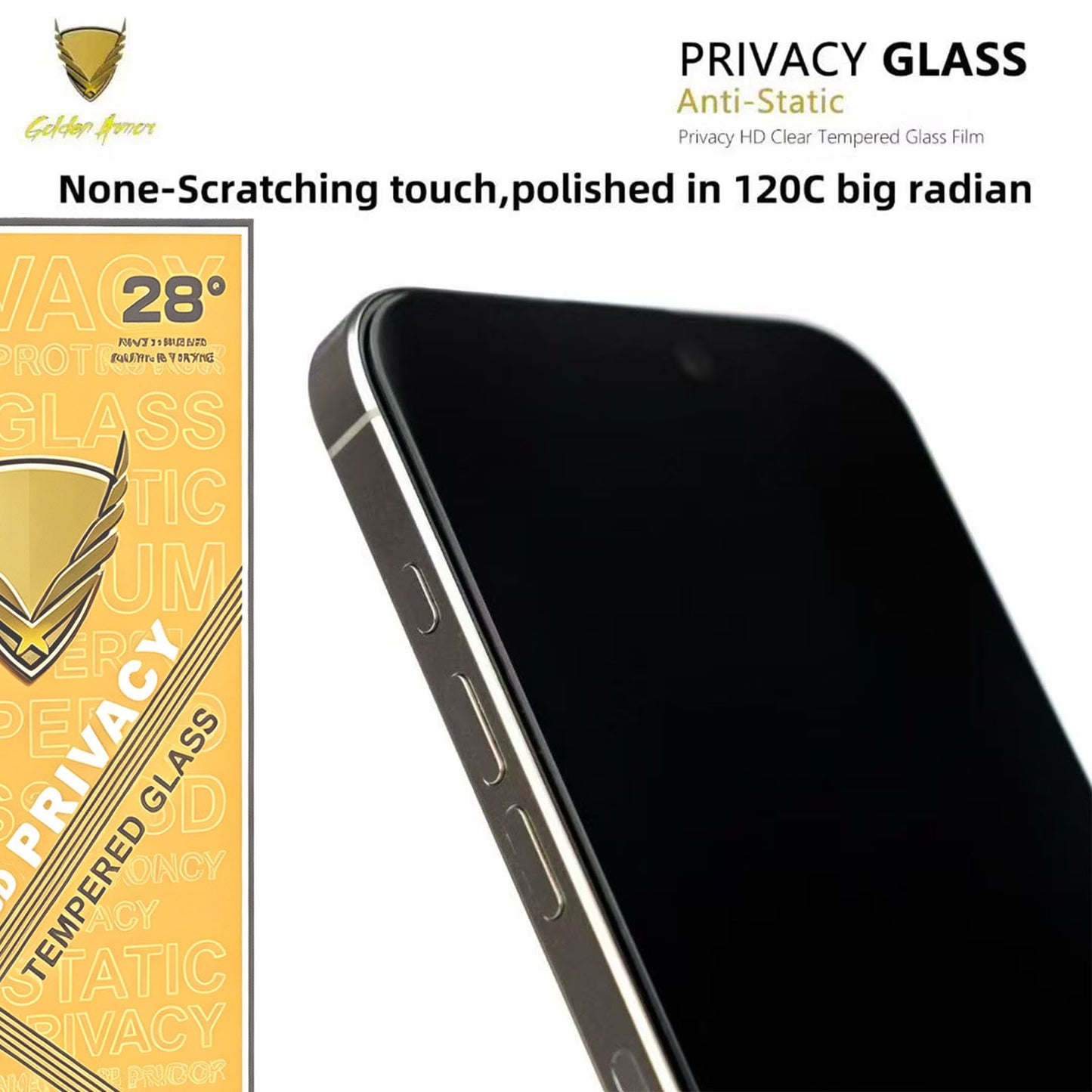 For iPhone 14 10Pcs Privacy Screen Protector 28° Anti-Spy Anti-Static High Aluminium-silicon Glass Film