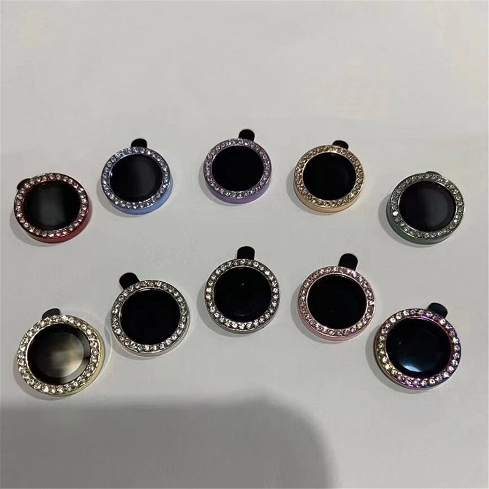 MKADI For iPhone 14 Pro / 14 Pro Max 1 Set Metal + Tempered Glass Camera Lens Protector Rhinestone Decor Anti-scratch Lens Film