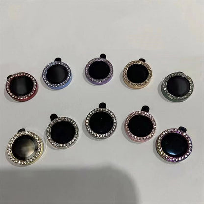 MKADI For iPhone 14 Pro / 14 Pro Max 1 Set Metal + Tempered Glass Camera Lens Protector Rhinestone Decor Anti-scratch Lens Film