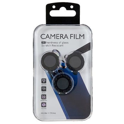 Bling Camera Lens Protector for iPhone 14 Pro / 14 Pro Max , Glitter Metal Frame + Tempered Glass Individual Ring Lens Cover