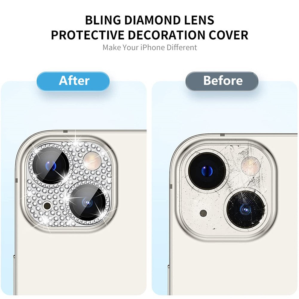 ENKAY HAT PRINCE For iPhone 14 / 14 Plus Camera Lens Protector Rhinestone Decor Aluminum Alloy+Tempered Glass Lens Film