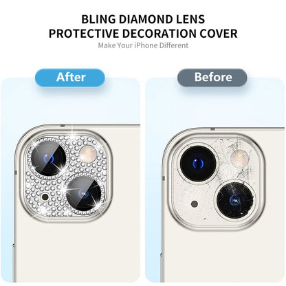 ENKAY HAT PRINCE For iPhone 14 / 14 Plus Camera Lens Protector Rhinestone Decor Aluminum Alloy+Tempered Glass Lens Film