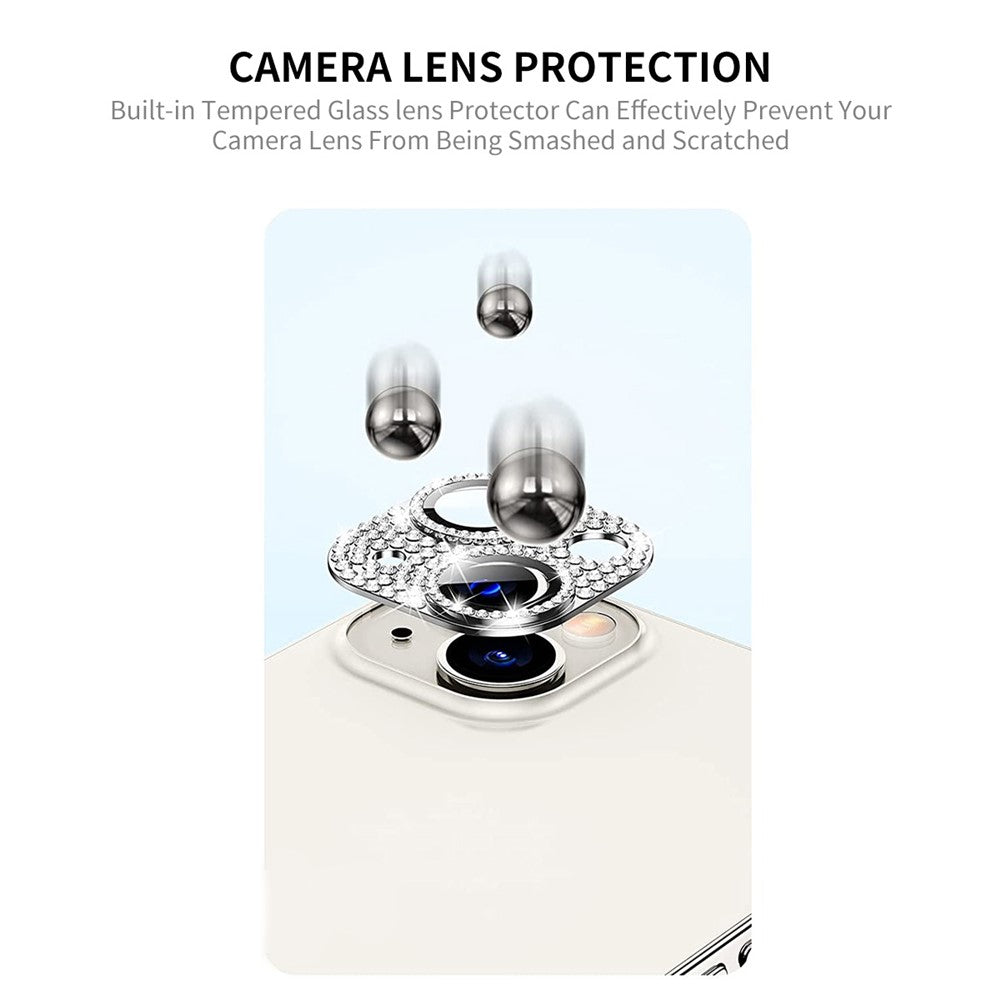 ENKAY HAT PRINCE For iPhone 14 / 14 Plus Camera Lens Protector Rhinestone Decor Aluminum Alloy+Tempered Glass Lens Film