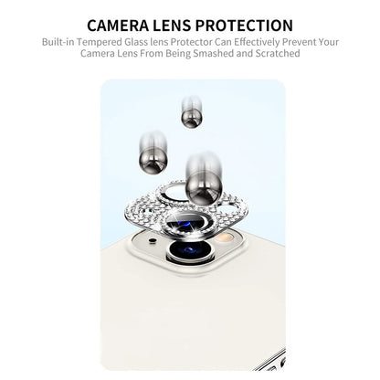ENKAY HAT PRINCE For iPhone 14 / 14 Plus Camera Lens Protector Rhinestone Decor Aluminum Alloy+Tempered Glass Lens Film