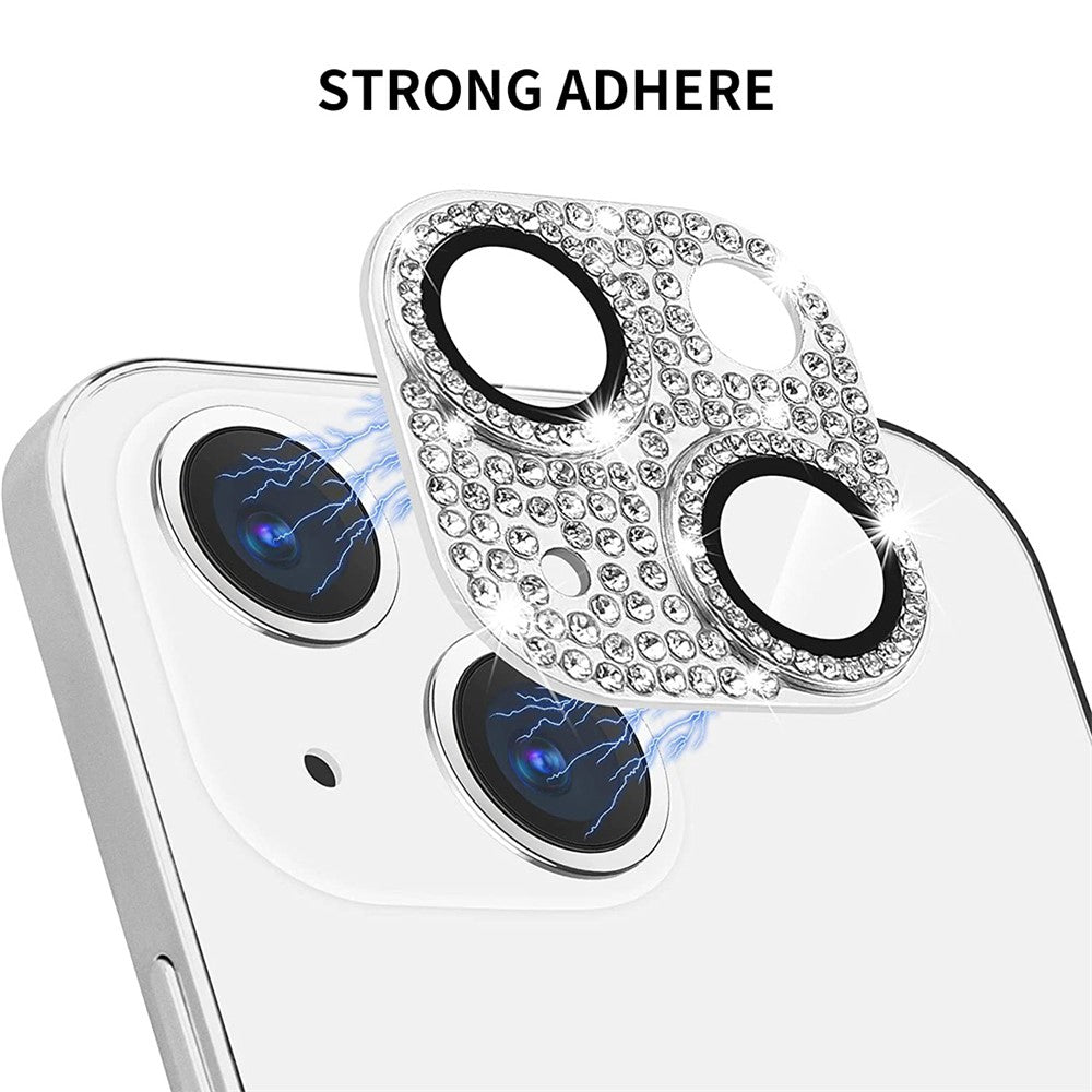 ENKAY HAT PRINCE For iPhone 14 / 14 Plus Camera Lens Protector Rhinestone Decor Aluminum Alloy+Tempered Glass Lens Film