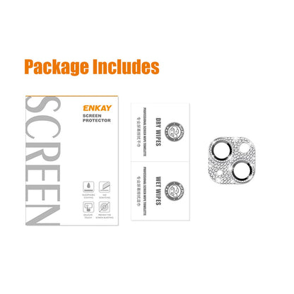 ENKAY HAT PRINCE For iPhone 14 / 14 Plus Camera Lens Protector Rhinestone Decor Aluminum Alloy+Tempered Glass Lens Film