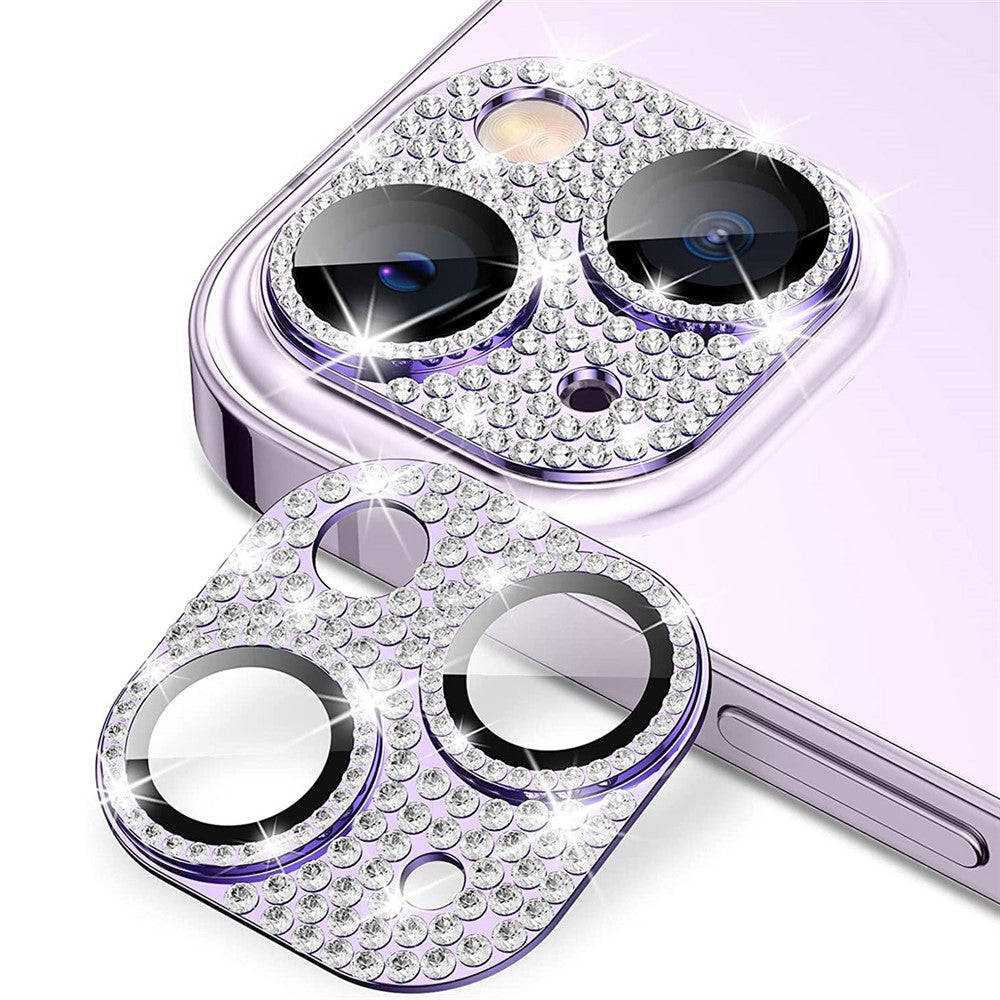 ENKAY HAT PRINCE For iPhone 14 / 14 Plus Camera Lens Protector Rhinestone Decor Aluminum Alloy+Tempered Glass Lens Film