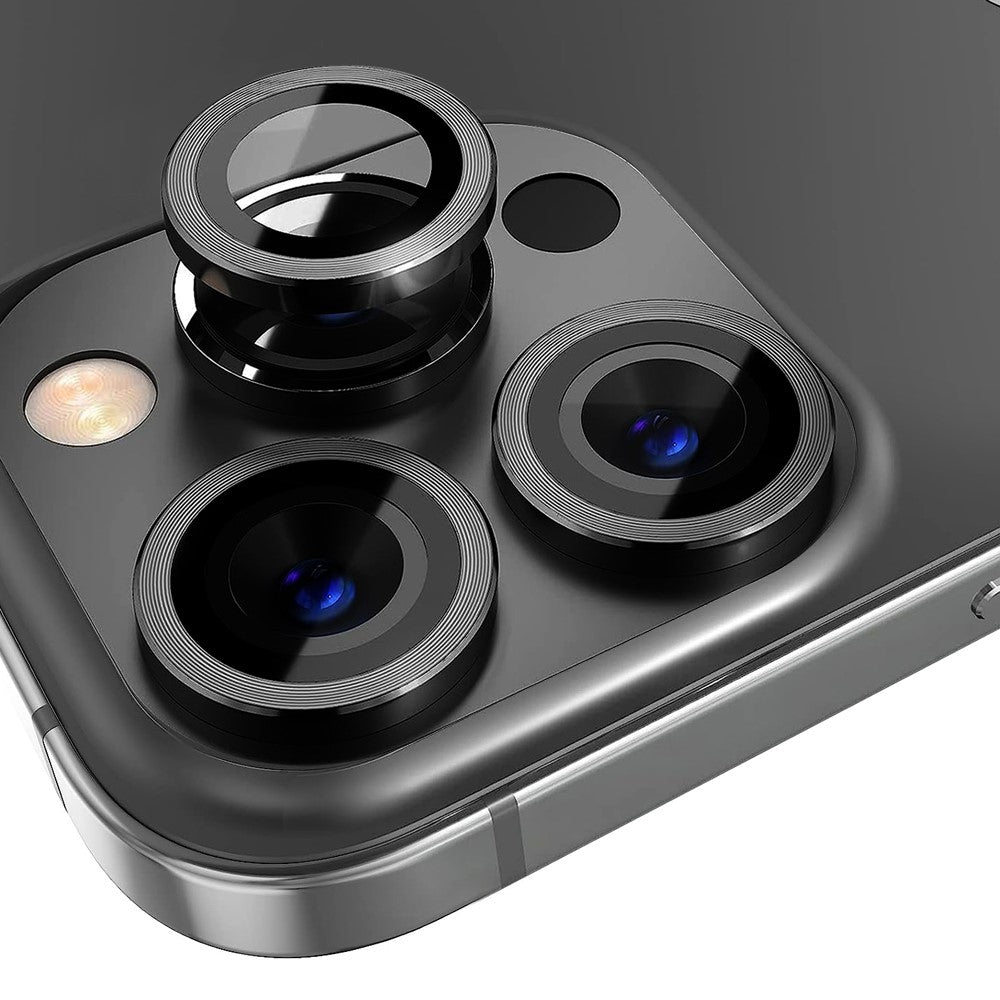 NORTHJO 1 Set For iPhone 14 Pro Max / 14 Pro Camera Lens Protector Tempered Glass+CD Vein Metal Ring Rear Lens Film
