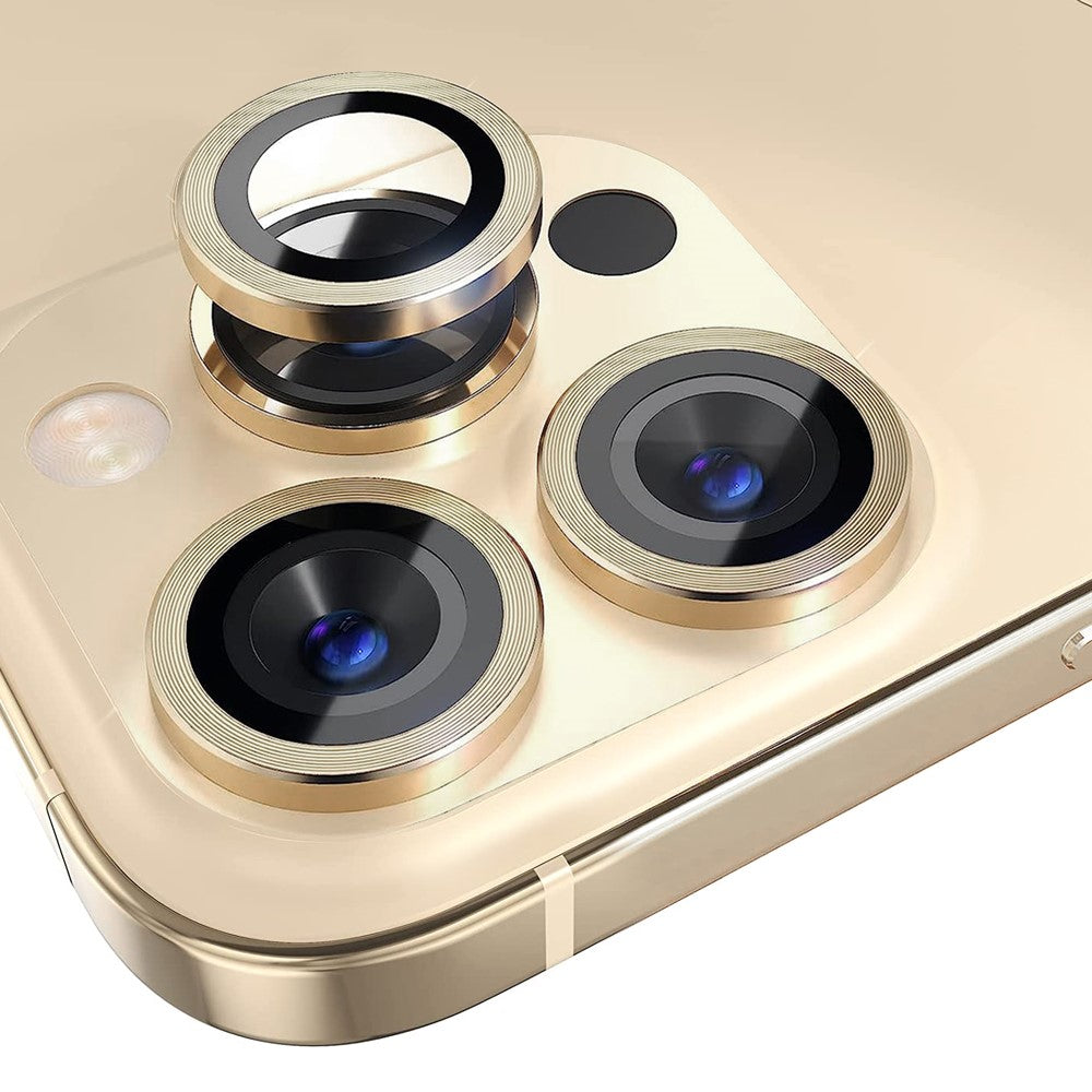 NORTHJO 1 Set For iPhone 14 Pro Max / 14 Pro Camera Lens Protector Tempered Glass+CD Vein Metal Ring Rear Lens Film
