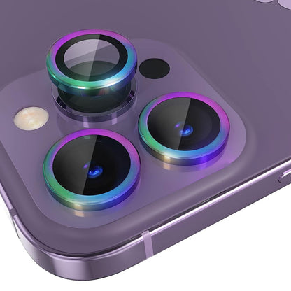 NORTHJO 1 Set For iPhone 14 Pro Max / 14 Pro Camera Lens Protector Tempered Glass+CD Vein Metal Ring Rear Lens Film