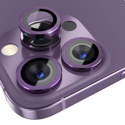 NORTHJO 1 Set For iPhone 14 Pro Max / 14 Pro Camera Lens Protector Tempered Glass+CD Vein Metal Ring Rear Lens Film