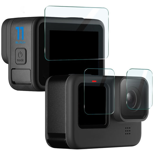IMAK 1 Set Camera Screen Protector for GoPro Hero 11 Black , Tempered Glass Film (Front Screen+Rear Screen+Lens)
