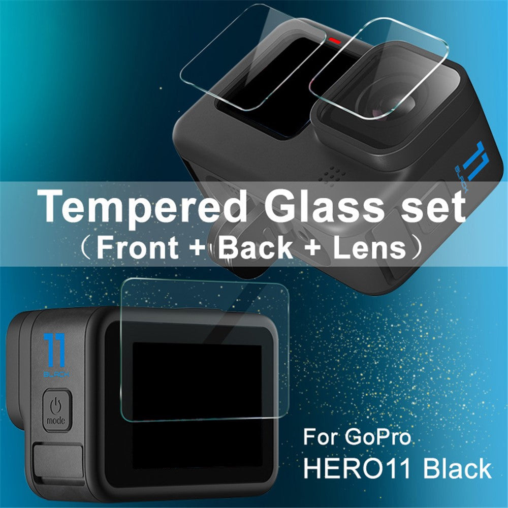 IMAK 1 Set Camera Screen Protector for GoPro Hero 11 Black , Tempered Glass Film (Front Screen+Rear Screen+Lens)