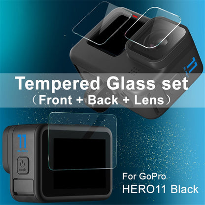 IMAK 1 Set Camera Screen Protector for GoPro Hero 11 Black , Tempered Glass Film (Front Screen+Rear Screen+Lens)