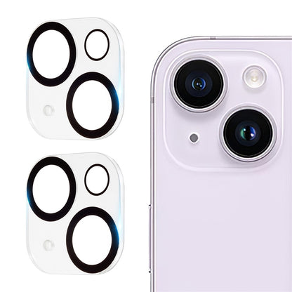 2Pcs for iPhone 15 / 15 Plus Camera Lens Protector Silk Printing 3D Arc Edge HD Tempered Glass Lens Film with Black Circle
