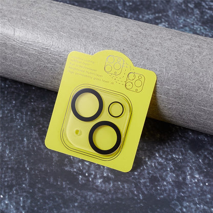 2Pcs for iPhone 15 / 15 Plus Camera Lens Protector Silk Printing 3D Arc Edge HD Tempered Glass Lens Film with Black Circle