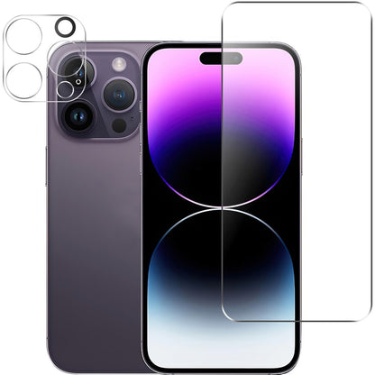 For iPhone 15 Pro Max Anti-scratch Tempered Glass Screen Protector Ultra Clear Film + Camera Lens Protector