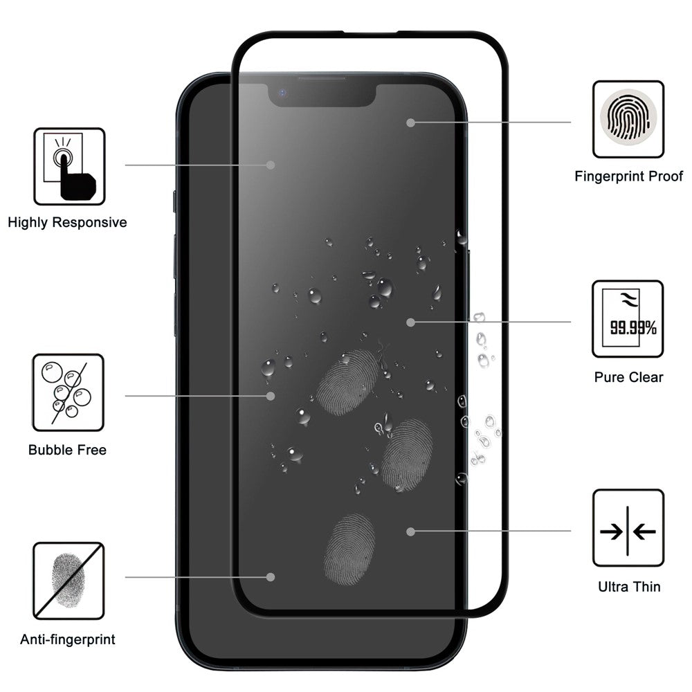 For iPhone 15 Plus HD Clear Dustproof Phone Screen Film Black Edge Full Glue AGC Glass Covering Protector