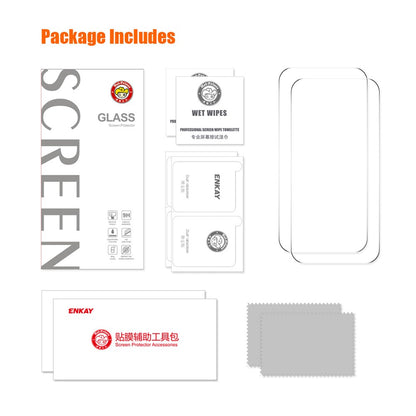 ENKAY HAT PRINCE 2Pcs 9H 2.5D Film for iPhone 15 Plus High Aluminium-silicon Glass 0.26mm Screen Protector