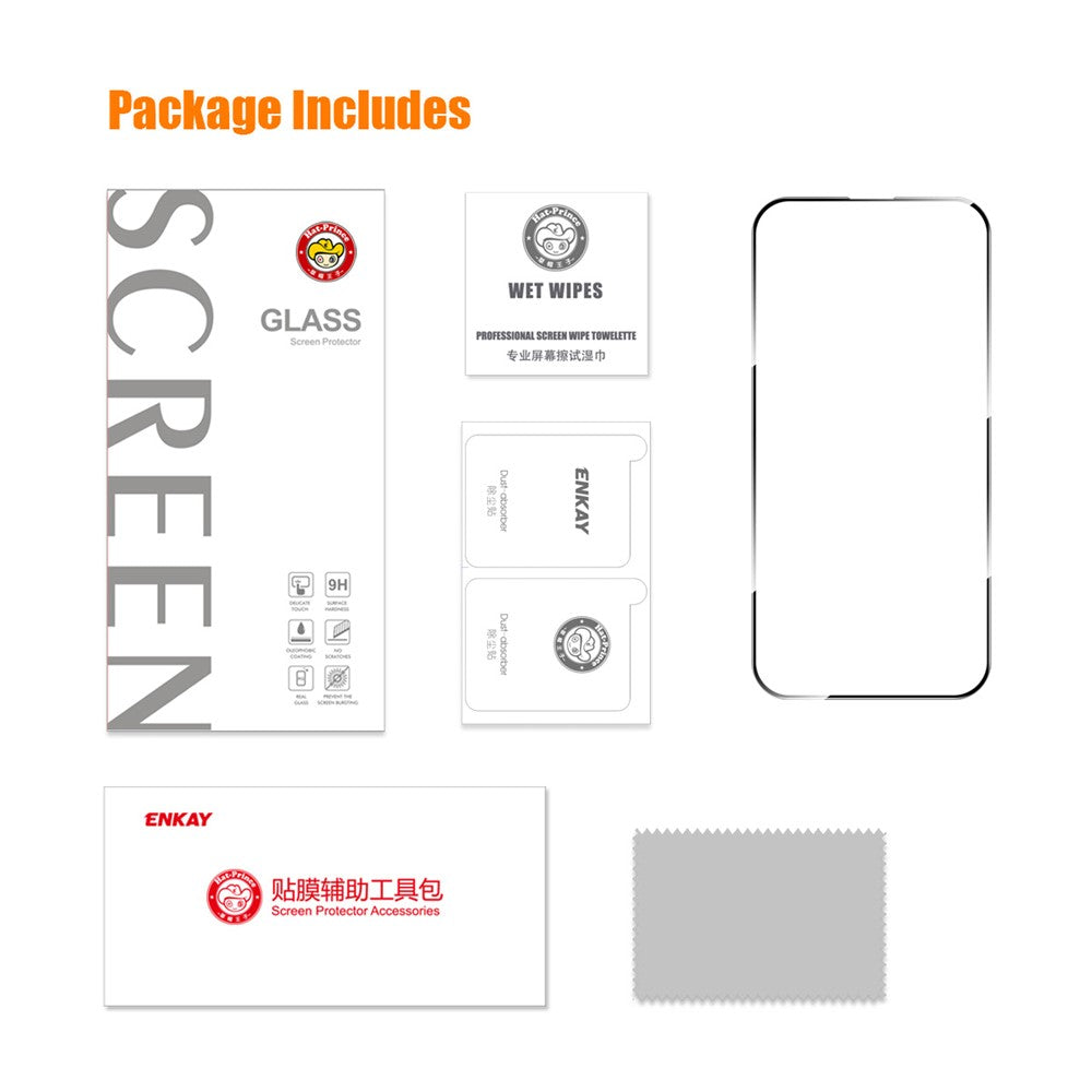 ENKAY HAT PRINCE For iPhone 15 Plus 2.5D 0.26mm Screen Protector Silk Printing Full Glue High Aluminium-silicon Glass Film