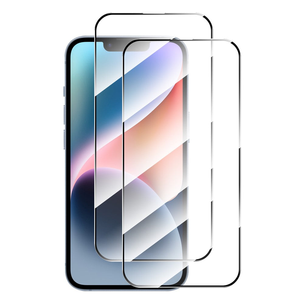 ENKAY HAT PRINCE 2Pcs 9H Anti-explosion Film for iPhone 15 Silk Printing 0.26mm 2.5D High Aluminium-silicon Glass Screen Protector