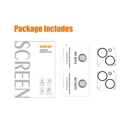 ENKAY HAT PRINCE 2Pcs For iPhone 15 / 15 Plus Camera Lens Protector Tempered Glass Full Cover Clear Lens Film