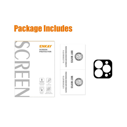 ENKAY HAT PRINCE For iPhone 15 Pro / 15 Pro Max Silk Printing Camera Lens Film Full Cover Tempered Glass Lens Protector