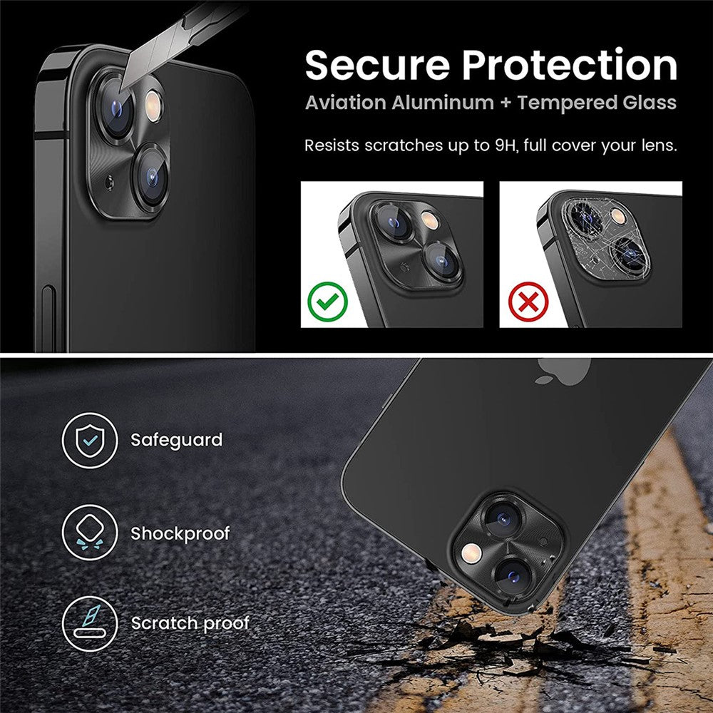 ENKAY HAT PRINCE For iPhone 15 / 15 Plus Camera Lens Protector Aluminum Alloy + Tempered Glass Integrated Full Cover Lens Film