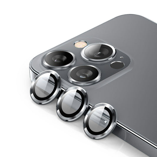 ENKAY HAT PRINCE For iPhone 15 Pro / 15 Pro Max 1 Set Camera Lens Film Tempered Glass + Aluminum Alloy Ring Lens Protector Cover