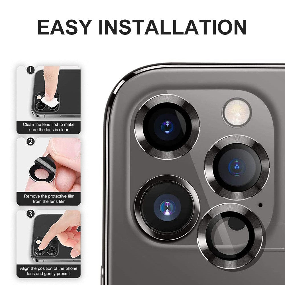 ENKAY HAT PRINCE For iPhone 15 Pro / 15 Pro Max 1 Set Camera Lens Film Tempered Glass + Aluminum Alloy Ring Lens Protector Cover