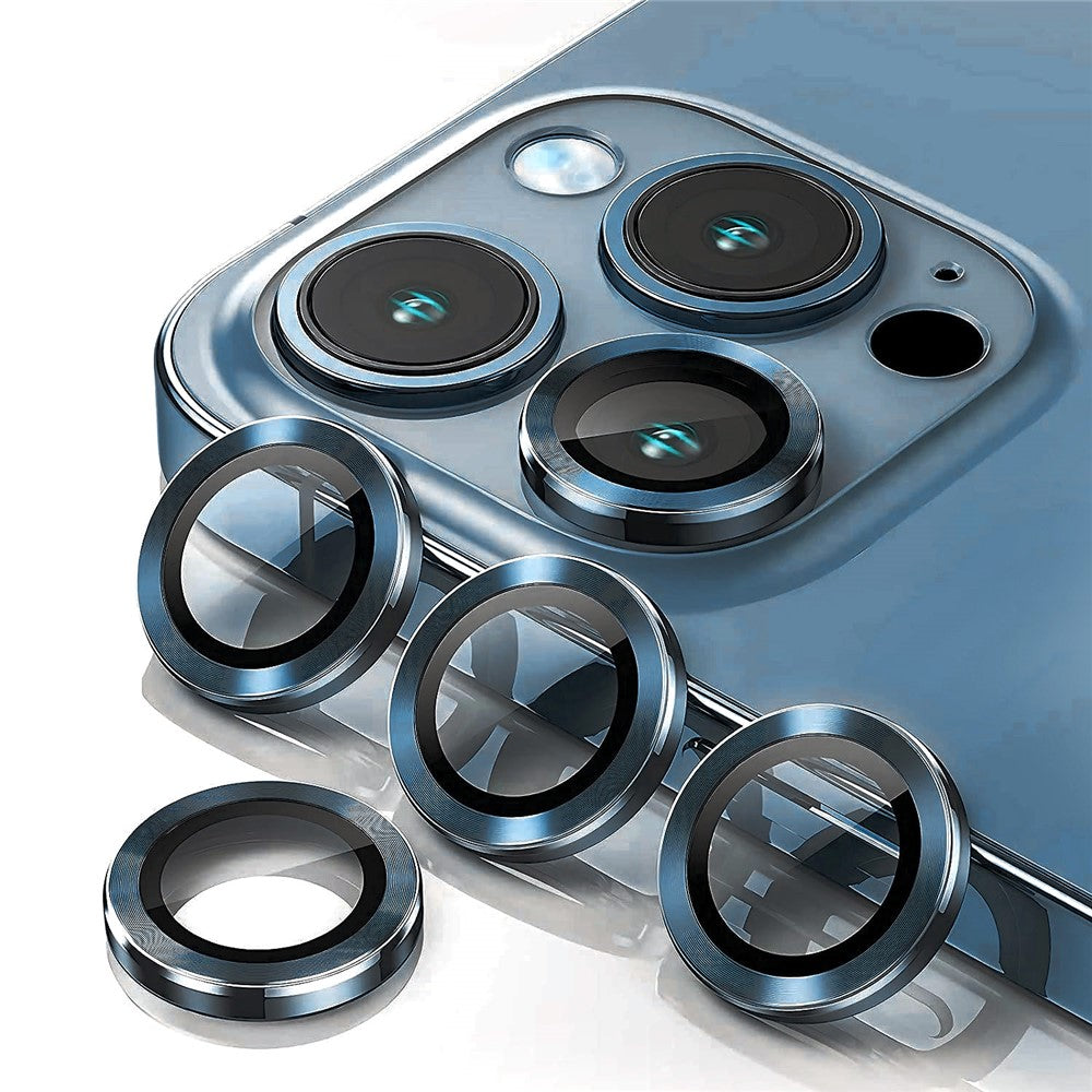 ENKAY HAT PRINCE For iPhone 15 Pro / 15 Pro Max 1 Set Camera Lens Film Tempered Glass + Aluminum Alloy Ring Lens Protector Cover
