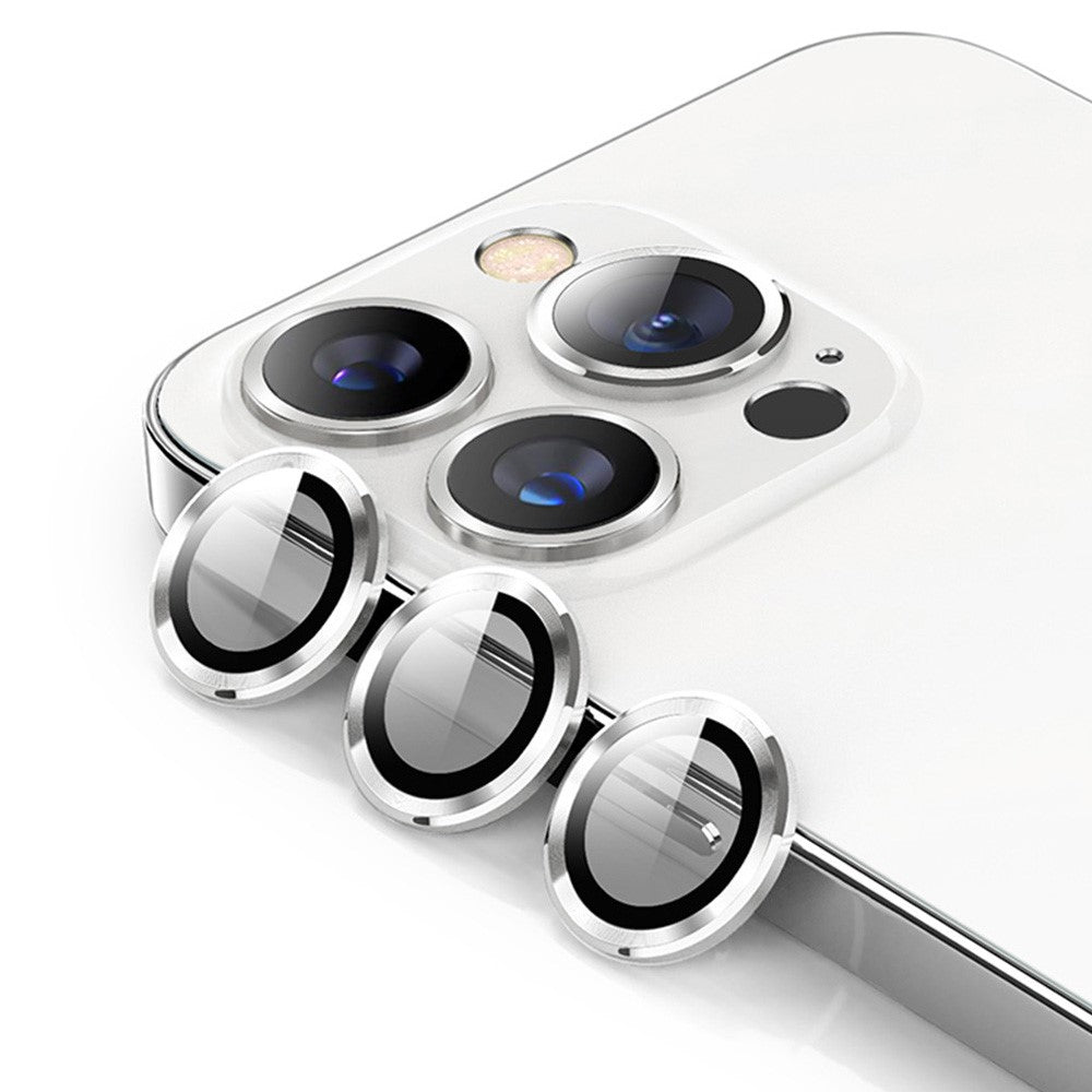 ENKAY HAT PRINCE For iPhone 15 Pro / 15 Pro Max 1 Set Camera Lens Film Tempered Glass + Aluminum Alloy Ring Lens Protector Cover