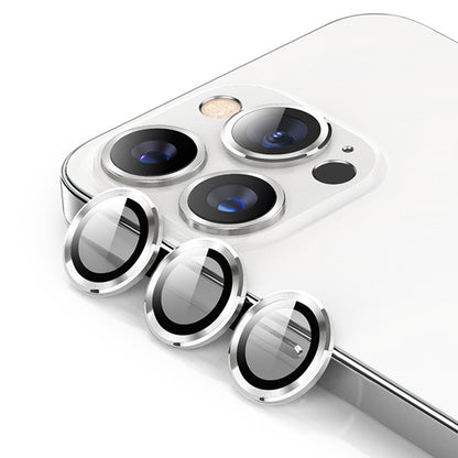 ENKAY HAT PRINCE For iPhone 15 Pro / 15 Pro Max 1 Set Camera Lens Film Tempered Glass + Aluminum Alloy Ring Lens Protector Cover