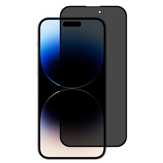 For iPhone 15 Privacy Screen Protector Silk Printing High Aluminium-silicon Glass Full Glue Full Coverage Anti-Spy Film