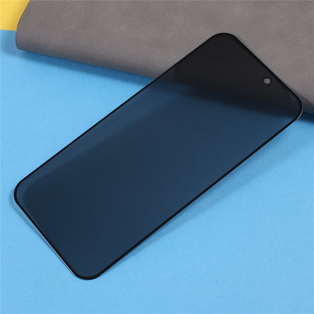 For iPhone 15 Pro Max Silk Printing Screen Protector Full Glue Full Cover High Aluminium-silicon Glass Anti-peep Film
