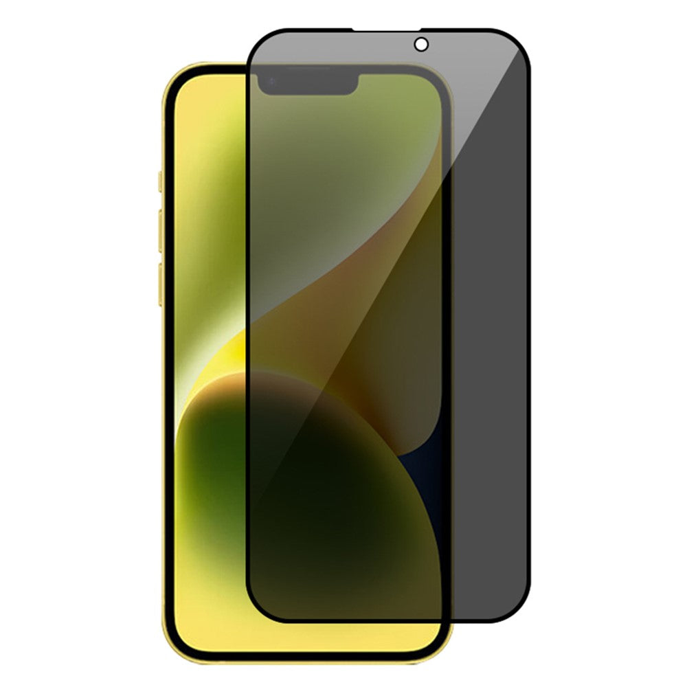 RURIHAI For iPhone 15 Full Cover High Aluminium-silicon Glass Film Silk Printing Black Edge Anti-spy Screen Protector