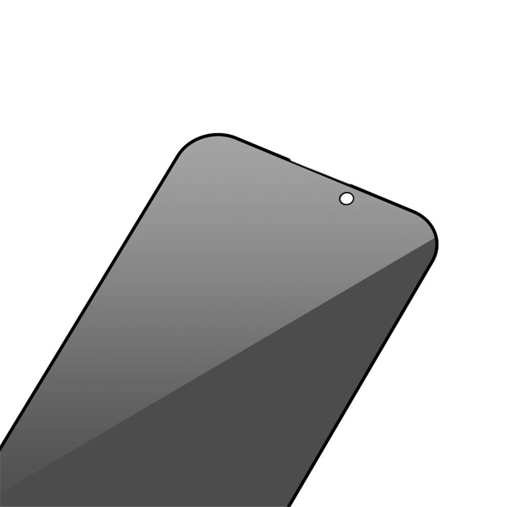 RURIHAI For iPhone 15 Full Cover High Aluminium-silicon Glass Film Silk Printing Black Edge Anti-spy Screen Protector