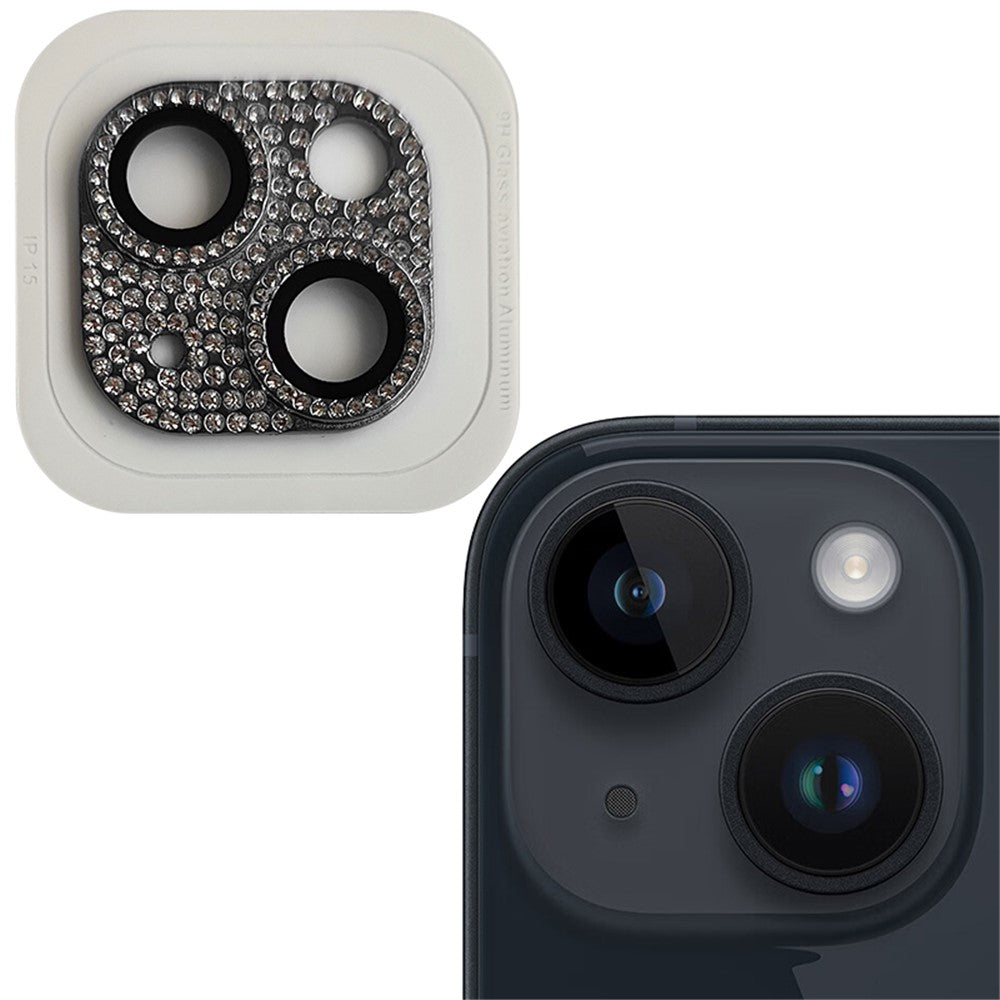RURIHAI For iPhone 15 / 15 Plus Crystal Clear Camera Lens Protector Aluminum Alloy + Tempered Glass Lens Film