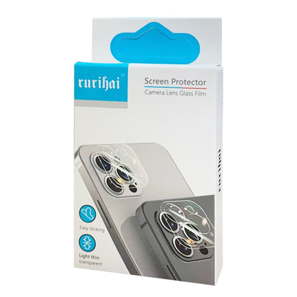 RURIHAI For iPhone 15 / 15 Plus Crystal Clear Camera Lens Protector Aluminum Alloy + Tempered Glass Lens Film