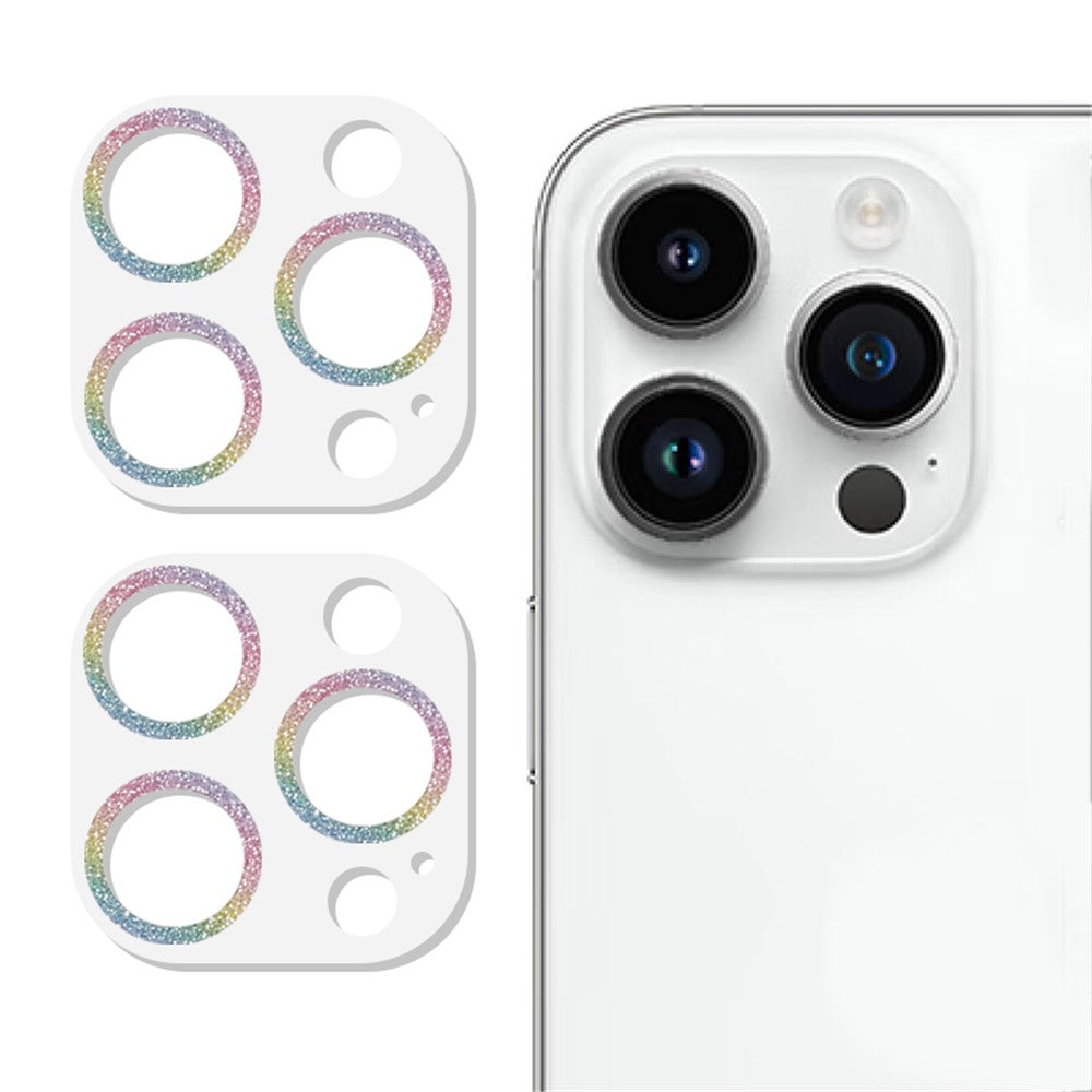 2PCS for iPhone 15 Pro / 15 Pro Max Glitter Camera Lens Protector 3D Tempered Glass Integrated Lens Film