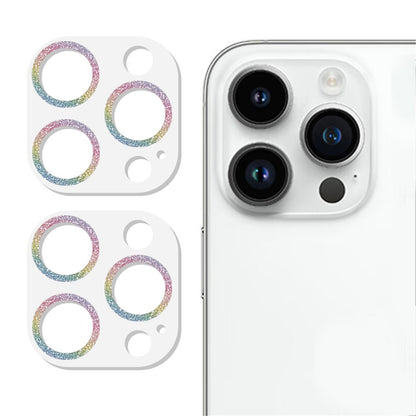 2PCS for iPhone 15 Pro / 15 Pro Max Glitter Camera Lens Protector 3D Tempered Glass Integrated Lens Film